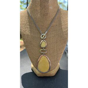 Lia Sophia Moon Dance Necklace Silver Tone Double Chain Front Toggle Clasp 15"